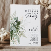 Greenery en Gold Leaf Bridal Tea Party Invitation