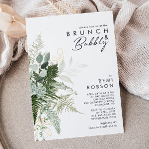 Greenery en Gold Leaf Brunch en Bubble Kaart