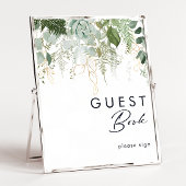 Greenery en Gold Leaf Guest Book Sign Poster