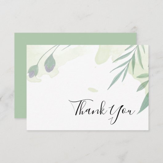 Greenery en Gold Leaf Hartelijk dank Bedankkaart (Voorkant / Achterkant)