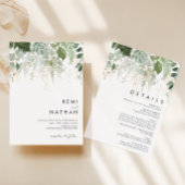 Greenery en Gold Leaf in één bruiloft Kaart