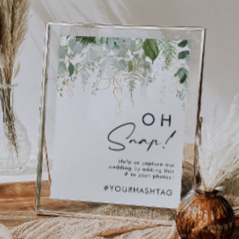 Greenery en Gold Leaf Oh Snap Hashtag Poster
