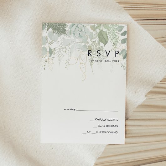 Greenery en Gold Leaf RSVP-kaart RSVP Kaartje