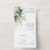 Greenery en Gold Leaf Seal and Send All In One Uitnodiging (Binnen)