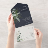 Greenery en Gold Leaf Simple Navy Seal and Send All In One Uitnodiging (Afscheurbaar)