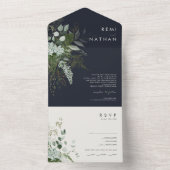 Greenery en Gold Leaf Simple Navy Seal and Send All In One Uitnodiging (Binnen)