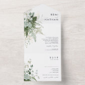Greenery en Gold Leaf Simple Seal en Send All In One Uitnodiging (Binnen)