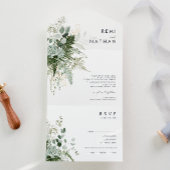 Greenery en Gold Leaf Simple Seal en Send All In One Uitnodiging