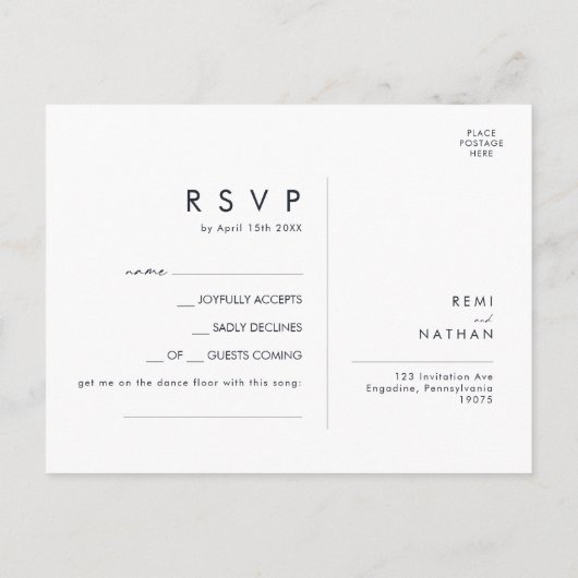 Greenery en Gold Leaf Song Request RSVP-kaart Briefkaart (Achterkant)