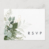 Greenery en Gold Leaf Song Request RSVP-kaart Briefkaart (Voorkant)