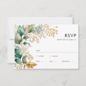Greenery en Gold Leaf Square Sage RSVP-kaart RSVP Kaartje (Voorkant)