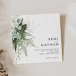 Greenery en Gold Leaf Square Wedding Invitation Kaart<br><div class="desc">We ontwierpen deze uitnodiging voor de brute en gouden lef-bruiloft om je eenvoudige maar elegante boho bruiloft te voltooien. Het is voorzien van modern groen en wit eucalyptusblad, vruchtensap, een succulente bloem en minimale gouden folie bladeren. Deze elementen geven het gevoel van een grillig waterverf betoverend bos, perfect voor elke...</div>