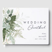 Greenery en Gold Leaf Wedding Guest Book Gastenboek (Voorkant)