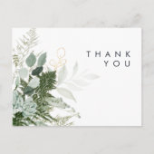 Greenery en Gold Leaf Wedding Hartelijk dank Brief Briefkaart (Voorkant)