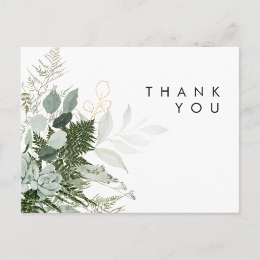 Greenery en Gold Leaf Wedding Hartelijk dank Brief Briefkaart (Voorkant)