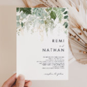 Greenery en Gold Leaf Wedding Invitation Kaart
