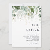 Greenery en Gold Leaf Wedding Invitation Kaart (Voorkant)