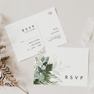 Greenery en Gold Leaf Wedding RSVP Briefkaart