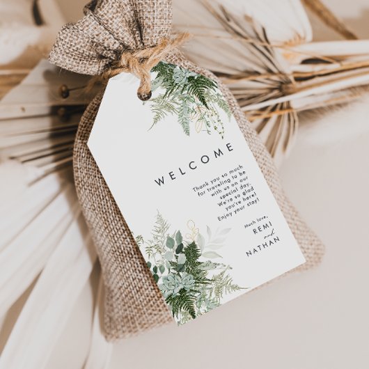 Greenery en Gold Leaf Wedding Welcome Gift Labels Cadeaulabel