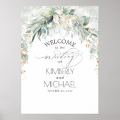 Greenery en Gold Leaves Dreamweaver Wedding Welcom Poster (Voorkant)