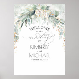 Greenery en Gold Leaves Dreamweaver Wedding Welcom Poster