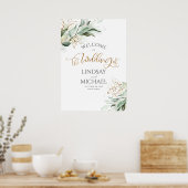 Greenery en Gold Leaves Dreamweaver Wedding Welcom Poster (Keuken)
