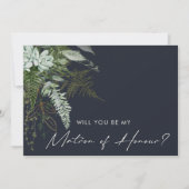 Greenery en Gold | Navy Matron of Honor Kaart (Voorkant)