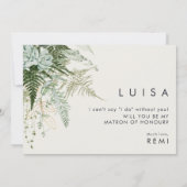 Greenery en Gold | Navy Matron of Honor Kaart (Achterkant)