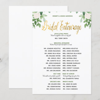 Greenery en Gold Simple Wedding Entourage Kaart