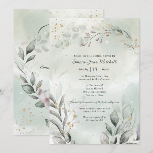 Greenery en Gold Vrijgezellenfeest Kaart (Voorkant / Achterkant)