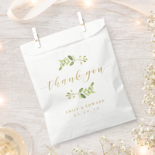 Greenery en Gold Wedding Hartelijk dank Bedankzakje (Geknipt)