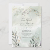 Greenery en Gold Wedding Kaart (Voorkant)