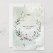 Greenery en Gold Wedding Kaart (Achterkant)