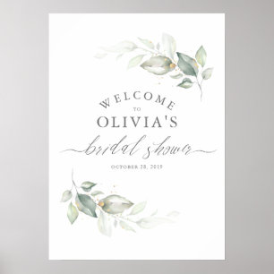 Greenery en Gold Wreath Elegant Vrijgezellenfeest Poster