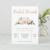 Greenery en Pink Floral | Bridal Brunch Kaart (Staand voorkant)