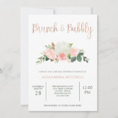 Greenery en Pink Floral | Brunch & Bubble Kaart (Voorkant)
