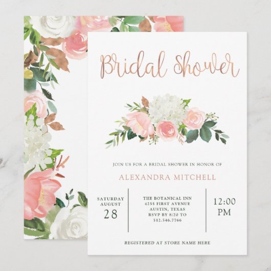 Greenery en Pink Floral | VRIJGEZELLENFEEST Kaart (Voorkant / Achterkant)