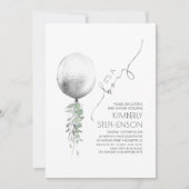 Greenery en Silver Glitter Balloon Baby shower Kaart (Voorkant)