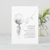 Greenery en Silver Glitter Balloon Baby shower Kaart (Staand voorkant)