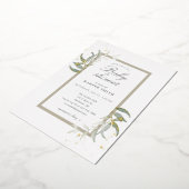 Greenery en tan Gold baby shower Folie Uitnodiging (Gedraaid)