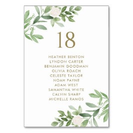 Greenery en White Flowers Gold Wedding Seating Kaart