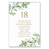 Greenery en White Flowers Gold Wedding Seating Kaart (Achterkant)
