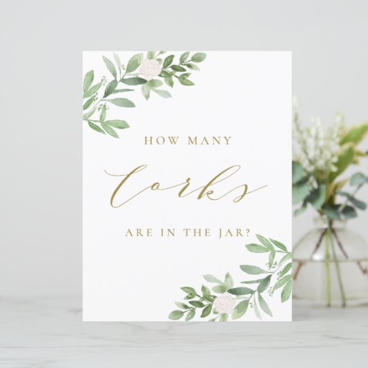 Greenery en White Flowers Hoeveel kurken onderteke (Staand voorkant)