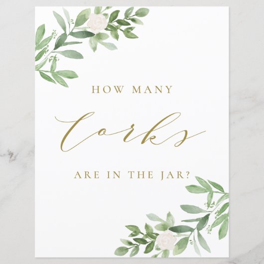 Greenery en White Flowers Hoeveel kurken onderteke (Voorkant)