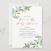 Greenery en White Flowers rijden op Baby shower Kaart (Voorkant)