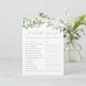 Greenery en White Flowers vinden het gastspel Informatiekaartje (Staand voorkant)