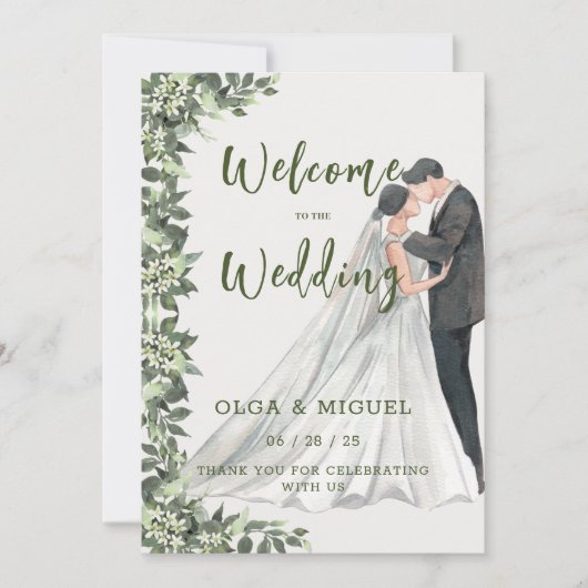 Greenery Enchanting Wedding Invitation Kaart (Voorkant)