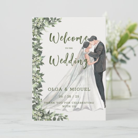 Greenery Enchanting Wedding Invitation Kaart (Staand voorkant)