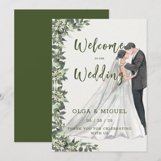 Greenery Enchanting Wedding Invitation Kaart (Voorkant / Achterkant)
