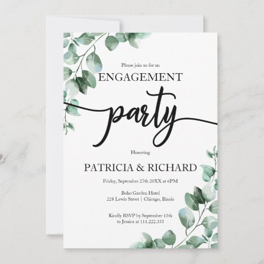 Greenery Engagement Party Kaart (Voorkant)